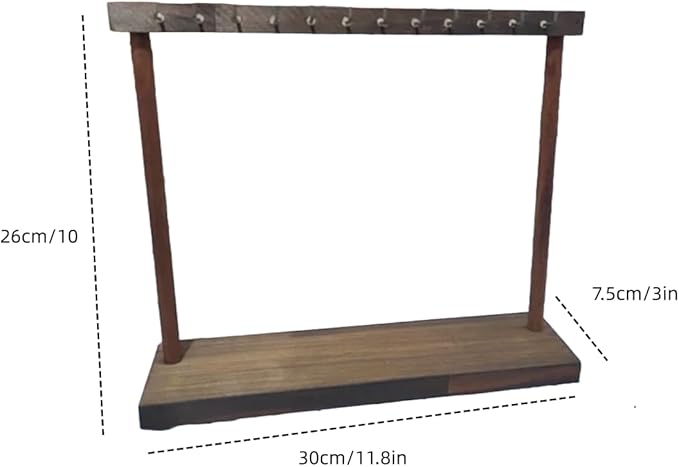 Wooden Jewelry Display Stand, Necklace Holder Organizer, 11.8 x 10 x 3 inches, Brown