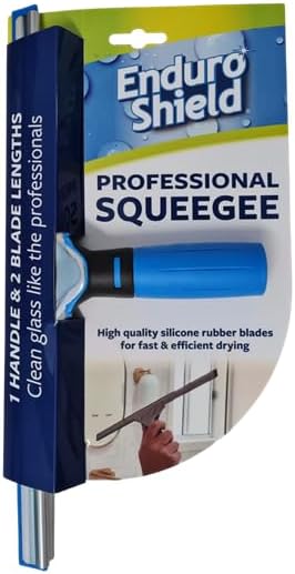Professional Squeegee - Premium Quality Silicone Rubber Blades with Ergonomic Handle for Streak-Free Cleaning - Perfect for Windows, Shower Doors, and Railings