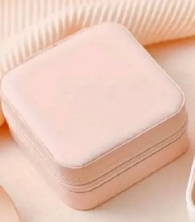Small Travel Jewelry Box Organizer, Pink, 10 x 10 x 5 inches, Portable Storage Case with Compartments