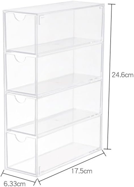 esowemsn 1PC Acrylic Sunglasses Organizer 4-Drawer Clear Sunglasses Case with Lid Stackable Eyeglass Display Holder Multi-used Storage Box for Eyeglass Makeup Office Items