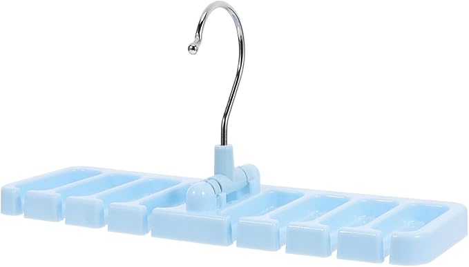 Homoyoyo Belt Tie Hanger Scarf Organizer Rack Small Blue Non-Slip Closet Belt Holder with Foldable Hooks Space-Saving Accessory Organizer for Wardrobe Storage