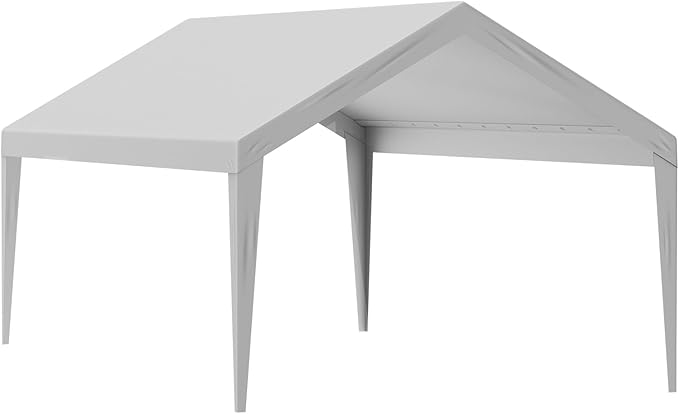 VEVOR Carport Replacement Canopy Cover 12 x 20 ft, Garage Top Tent Shelter Tarp Heavy-Duty Waterproof & UV Protected, Easy Installation with Ball Bungees,Grey (Only Top Cover, Frame Not Include)