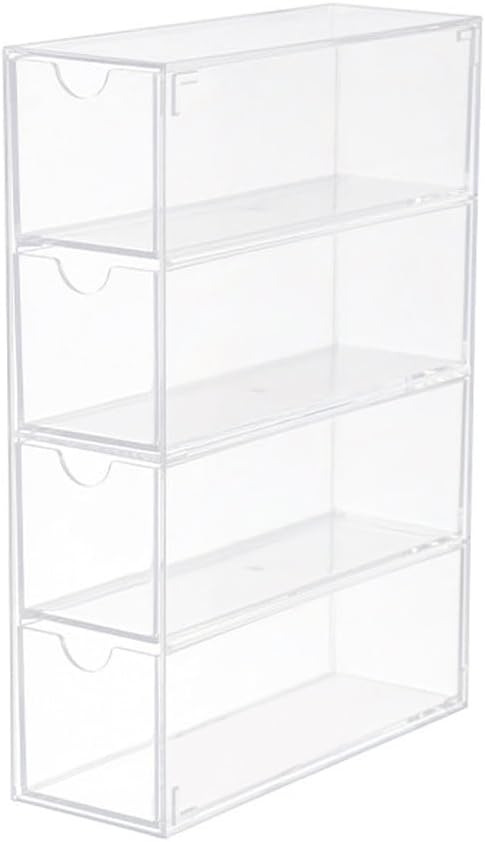 esowemsn 1PC Acrylic Sunglasses Organizer 4-Drawer Clear Sunglasses Case with Lid Stackable Eyeglass Display Holder Multi-used Storage Box for Eyeglass Makeup Office Items