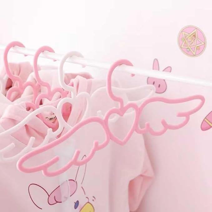 Cute Angel Wing Clothes Hanger - Heart-Shaped Design for Dorm Room - Perfect for Ties, Scarves, and Accessories (5 Pcs)