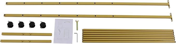 7 Tier Metal Display Rack with Wheels, Floor Standing Scarf Display Stand, Hijab Rack for Retail Stores, Towel, Belts, Ties, and Pants (Gold, 7 Tier)