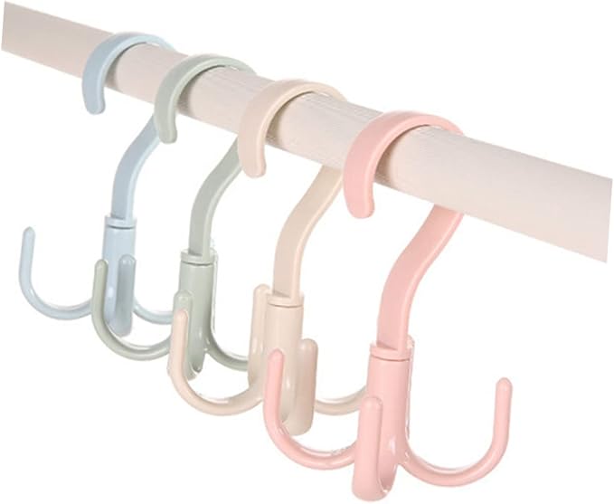 Multifunctional 360 Rotatable Hooks Wardrobe Storage Hangers for Ties Scarves Accessories Home Drying Rack Organizer 4-Pack 5.11X2.95X2.95In
