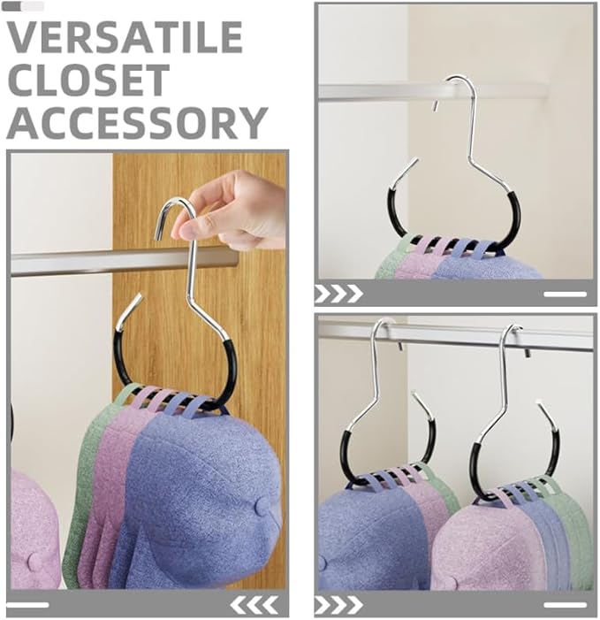 BESTOYARD 10 Pack Scarf Hat Hanger Organizer for Closet, Non-Slip Metal Ring Holder Rack, Heavy Duty Hooks for Scarves, Hijabs, Belts, Ties, Tank Tops