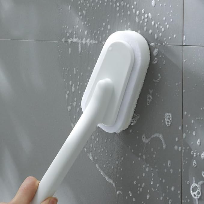 Long Handle Brush Sponge DIY Cleaning Sponge for Dishwashing Kitchen Toilet Bathroom Wash Cleaning Tool Accessory (Replaceable Sponge)