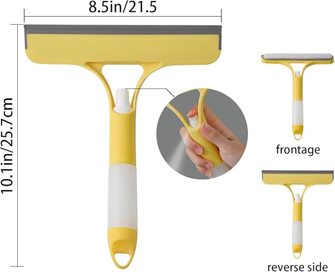 2Pcs 3-in-1 Spray Squeegee with Scraper & Scrubber | Window Cleaning Tool for Shower Glass, Car & Home | Multi-Purpose Cleaning Kit for Kitchen