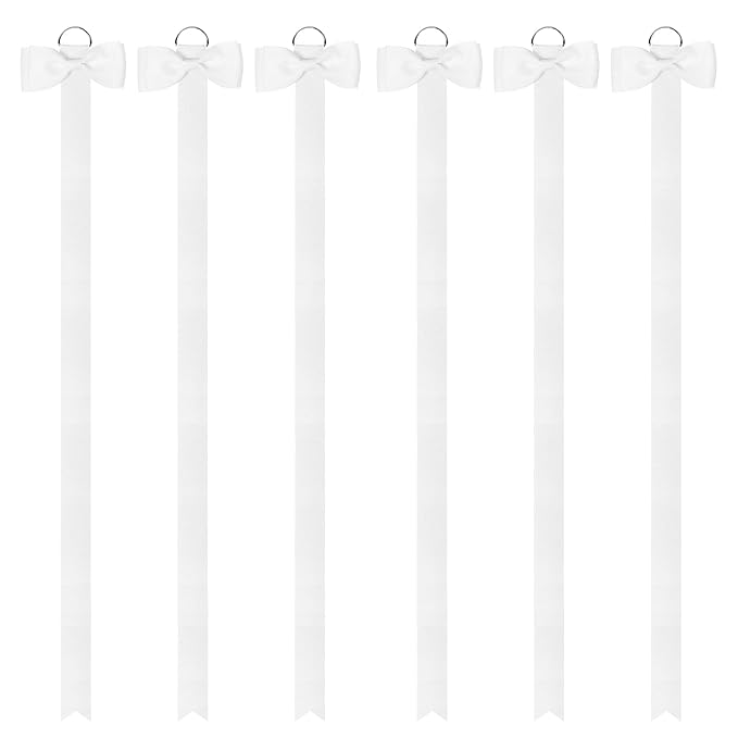 DEEKA 6 PCS 40" Long Bow Holders for Girls Clip Hair Bows Organizer - White