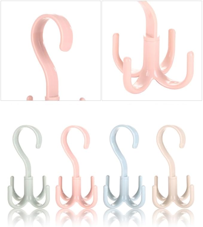Multifunctional 360 Rotatable Hooks Wardrobe Storage Hangers for Ties Scarves Accessories Home Drying Rack Organizer 4-Pack 5.11X2.95X2.95In