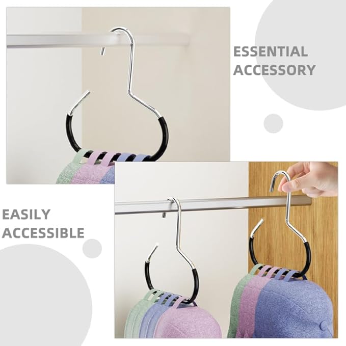 BESTOYARD 10 Pack Scarf Hat Hanger Organizer for Closet, Non-Slip Metal Ring Holder Rack, Heavy Duty Hooks for Scarves, Hijabs, Belts, Ties, Tank Tops
