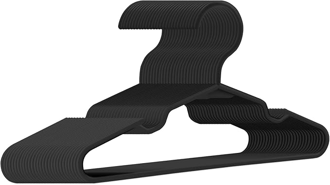 Baby Hangers for Closet 100 Pack Black Plastic Kids Children's Clothes Hangers Non-Slip (Black, 100)