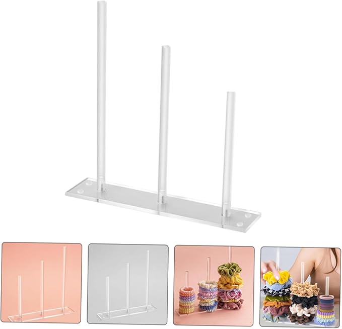 Acrylic Hair Accessories Organizer Display Stand for Hair Ties Bracelets and Headbands Clear Stackable and Versatile Storage for Girls Jewelry and Hairbands