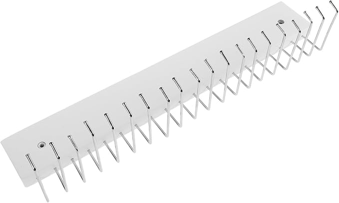 Rotating Tie Rack and Strap Hanger Wall-Mounted Organizer for Closet and Entryway, White Beech Material Strap Storage Rack with Hooks, Space-Saving Accessory Organizer for Home