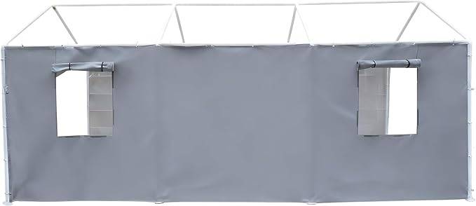 Rutile 10x20 Carport Replacement Sidewall, 180G PE Waterproof & UV Protected Sidewall Cover (Gray, Sidewall Panel with Mesh Windows)