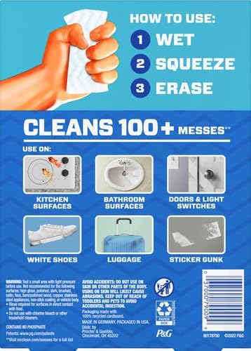 Mr. Clean Magic Eraser Original Cleaning Pads, Multi Purpose Cleaner, Bathroom Cleaning Supplies, All Purpose Cleaner, White, 6 Count (Pack of 6)