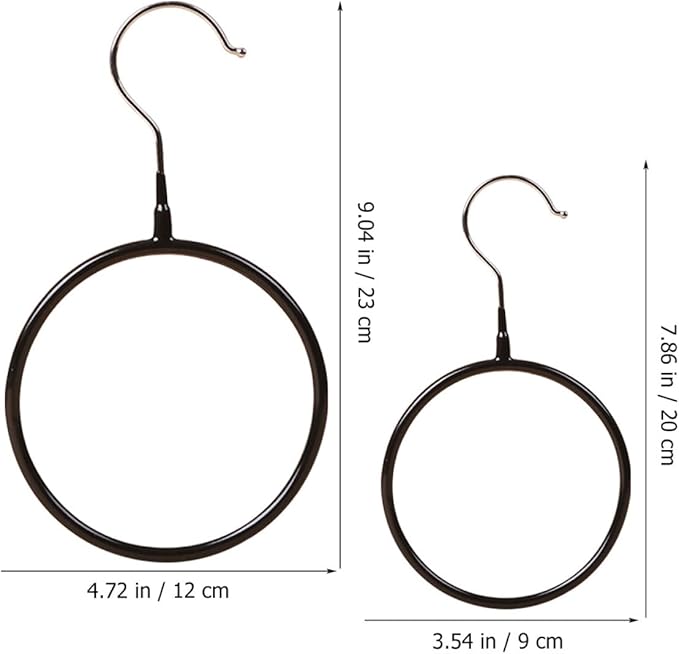 Milisten 4pcs Metal Scarf Hangers and Tie Holder Rings, Black Coated Small and Large Round Closet Organizer for Scarves, Belts, and Accessories Storage