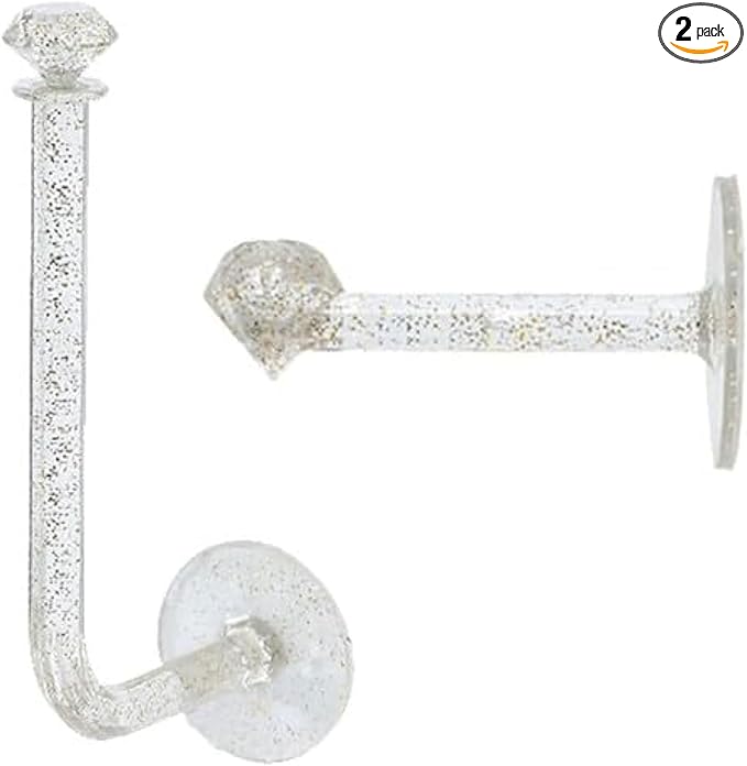 Transparent Gold Powder Adhesive Scrunchies Holder Organizer, 2 Pcs, Hair Accessories Organizer, Wall Hooks, Headband Hairband Hair Ties Holder for Women Girls