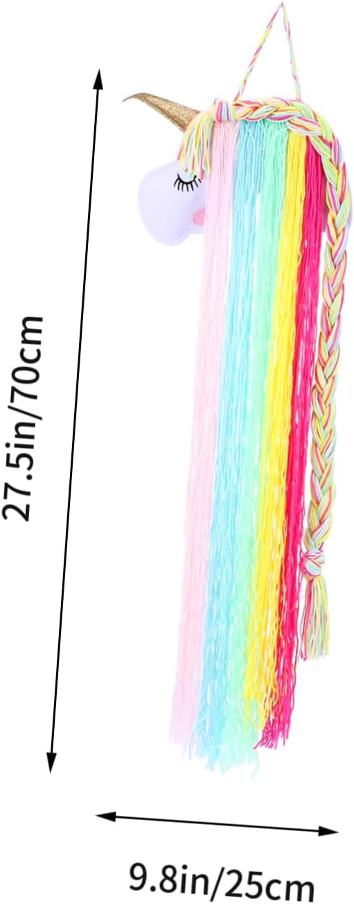 Hemoton Unicorn Hair Clips Organizer Woven Wall Hanging Storage for Hair Bows Clips and Headbands Decorative Fringe Holder for Boy Girl Accessories and Decor
