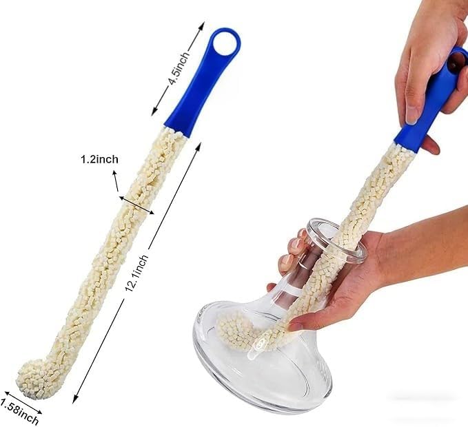 2 Pieces Decanter Cleaning Brush Bottle Cleaner Brush for Narrow Neck Bottle 17'' Long Bendable Foam Brush Cleaner Kicten Cleaning Tool for Glassware Goblets Tall Glass Drinking Cup Hookah Tank