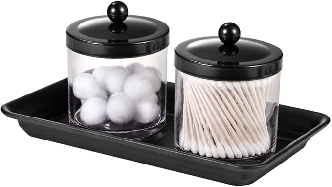 Vintage Farmhouse Decor Metal Vanity Tray(4 Pack), Countertop Guest Hand Towel Paper Storage Organizer Tray Dispenser, Sturdy Holder for Perfume, Cosmetics, Jewelry, Makeup Bathroom Organizer (Black)