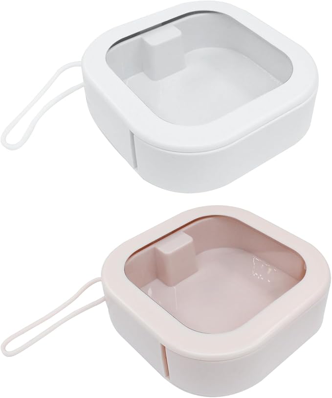 Zorfeter 2 Pack Portable Hair Tie Organizer, Small Hair Accessories Holder Clip Jewelry Organizer, Stackable Storage Box for Travel/Girls Women(Pink and White)