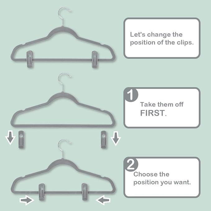 Trgowaul Velvet Hangers Clips, Pants Hangers Velvet Clips, Strong Finger Clips Perfect for Thin Velvet Hangers
