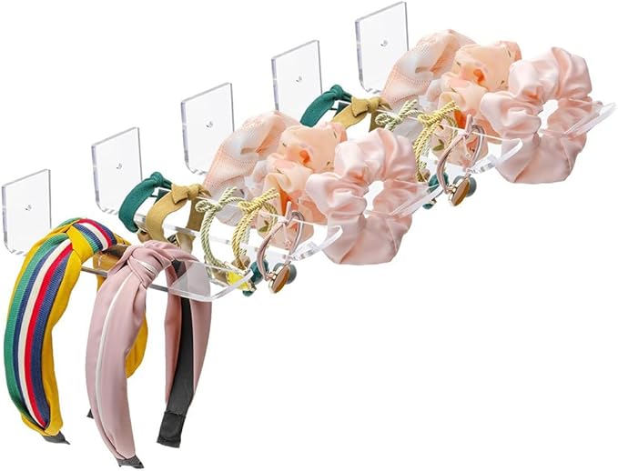 GSHLLO 3 Pcs Acrylic Headband Holders Clear Wall Headband Display Organizer Hairband Storage Holder Hair Ties Hanging Rack Wall Mount Jewelry Holder for Women Girls