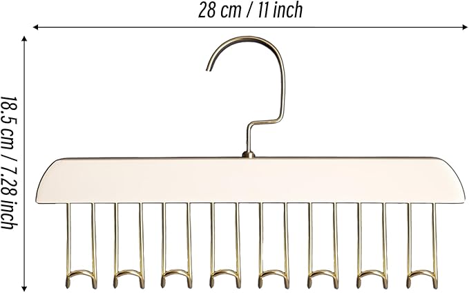 Belt Hanger 2Pcs Belt Hanger with 16 Hooks Bra Hangers for Closet,Space-Saving Wooden Closet Hanger Organizer for Ties, Scarves, Bras,Tank, Tops(Brown)