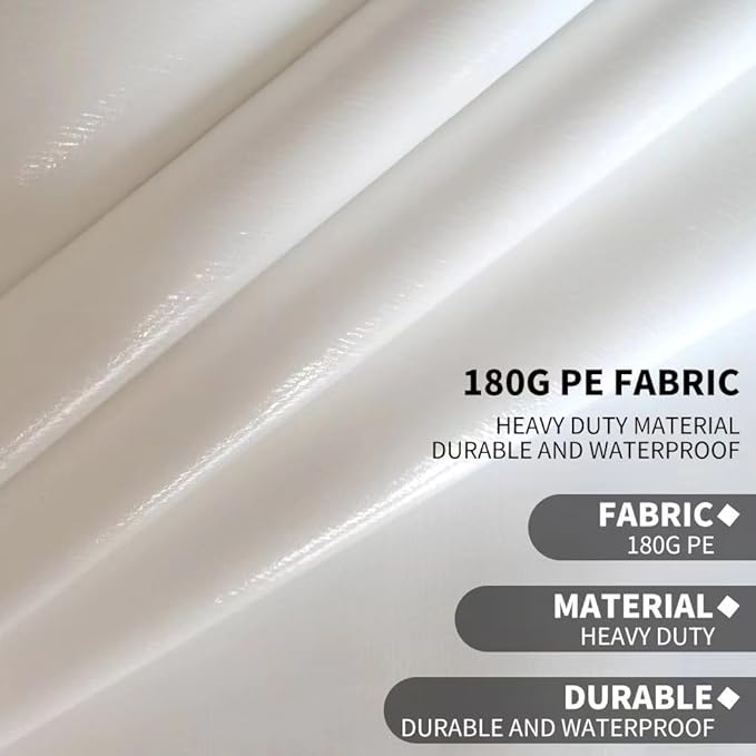 Rutile 12 x 20 FT Carport Replacement Cover, Heavy Duty Car Tarp Canopy Tent Garage Top Shelter Cover with Fabric Leg Pole Skirts and Ball Bungees White (Only Top Cover, Frame is not Included)
