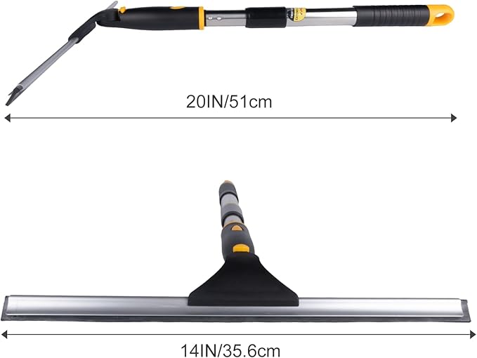 ITTAHO Shower Squeegee for Glass Doors, All-Purpose Extendable Window Squeegee with 2 Blades and Stainless Steel Pole, Window Cleaner Tool for Shower Doors, Windows, Bathroom and Car Windshields