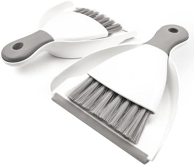Small Dust Pan and Brush Broom - Dust Pan and Brush Set, Small Dustpan and Brush Set, Hand Broom and Dustpan Set is Daily Clean Tool for Family. （Gray 2 Set）