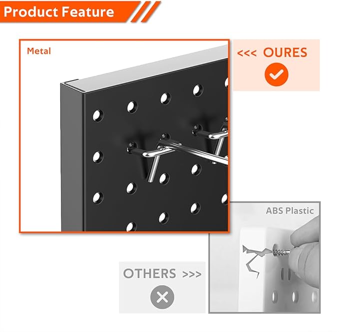 Ultrawall 4 Pcs Metal Pegboard Wall Panels, Peg Boards for Garage Tool Storage