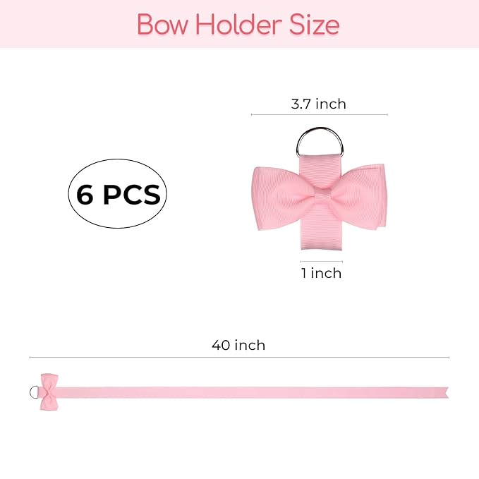 DEEKA 6 PCS 40" Long Bow Holders for Girls Clip Hair Bows Organizer - Pink
