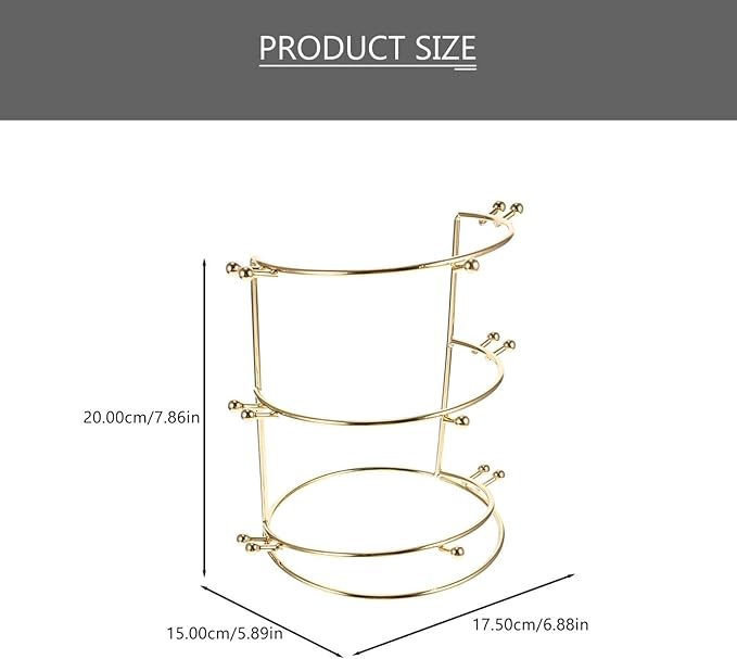 minkissy Three-tiers Crown Display Stand - Metal Brackets Hair Accessories Organizer Box Girls Crown Hair Tie Organizer Crowns Headband Jewelry Holder Crown Organizer for Women
