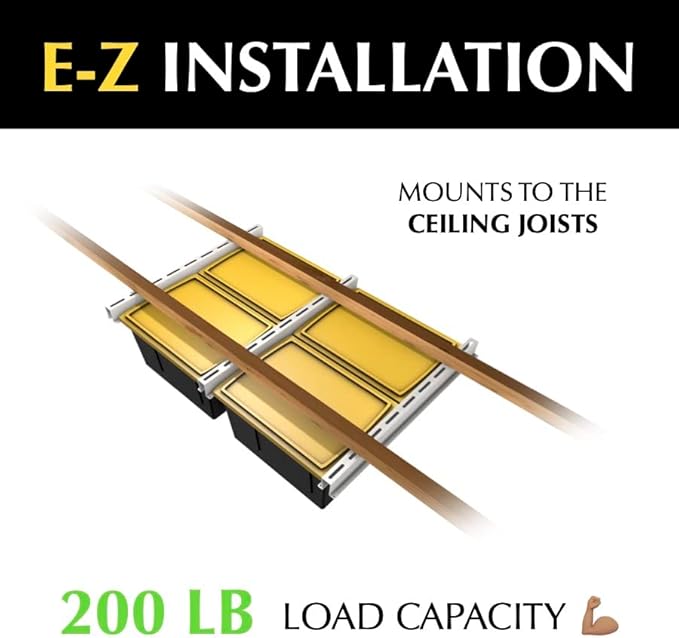 E-Z Garage Storage Overhead Bin Storage Rack Organization System - Store 4 Bins on Garage Ceiling/Adjustable to Fit Any Size Tub - Made In USA