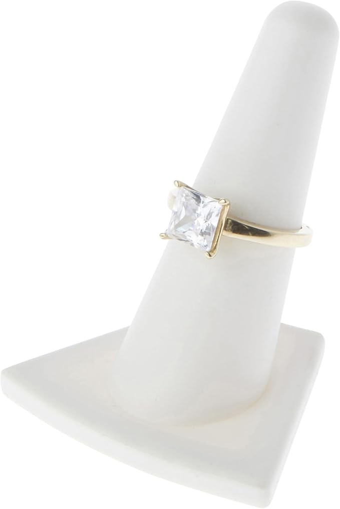 Plymor White Rubber Ring Finger Display, Single on Triangular Base, 2" W x 1.625" D x 2.125" H (Pack of 12)