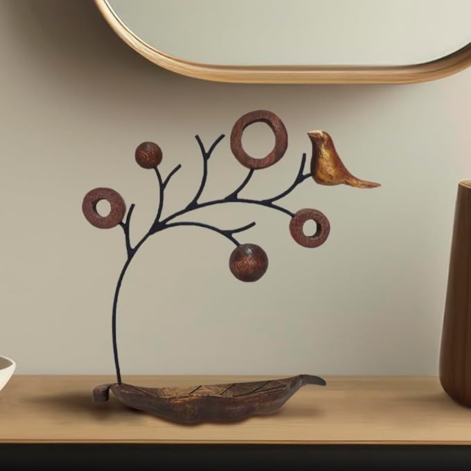 Decozen Jewelry Organizer Hanging Tree Stand - Necklace Holder Jewelry Organizer for Women with a Ring Dish Tray for Mother in Law, and Valentines Day Gifts for Her, 1-Piece