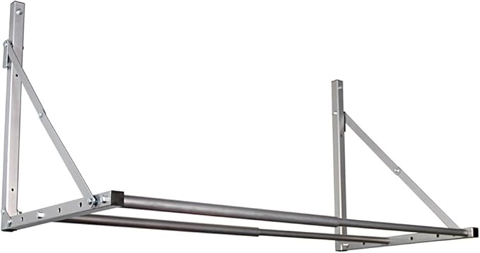 HyLoft 01031 Wall-Mounted Folding Tire Storage Loft Rack, 32 to 48 Inches Wide, Supports 300 Pounds and Folds Flat, Silver