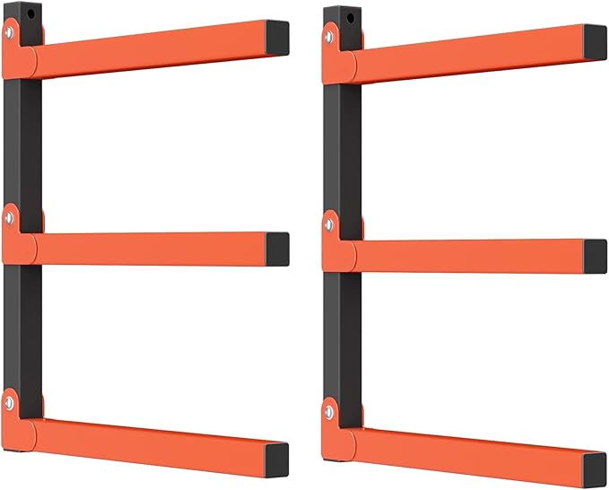 WALMANN Wall Mount Heavy Duty Lumber Rack, Lumber Storage Rack for Garage, Overhead Wood Storage Rack for Woodworking Shop(1 Pair)