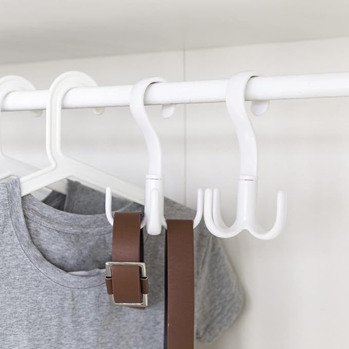 3pcs Rotating Four Hooks Organizer for Scarves Ties and Accessories Creative Closet Hanger White Multifunctional Design for Easy Access and Organization
