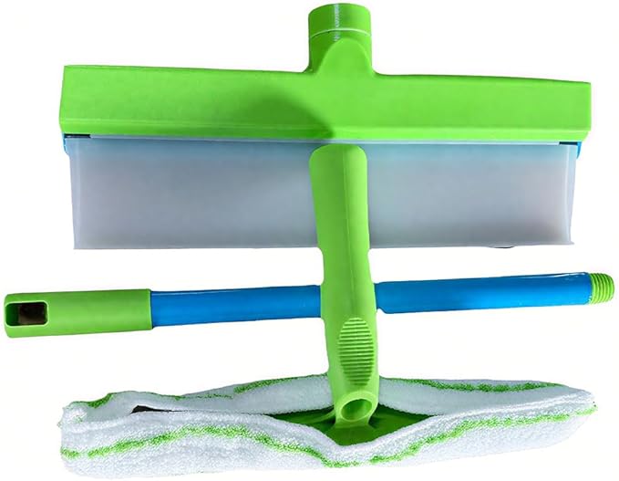 Aqua Blade 3-in-1 Window Cleaning Tool with Raznave Squeegee, Rotatable Rubber Blade, and Microfiber Scrubber – Streak-Free Glass and Mirror Cleaner