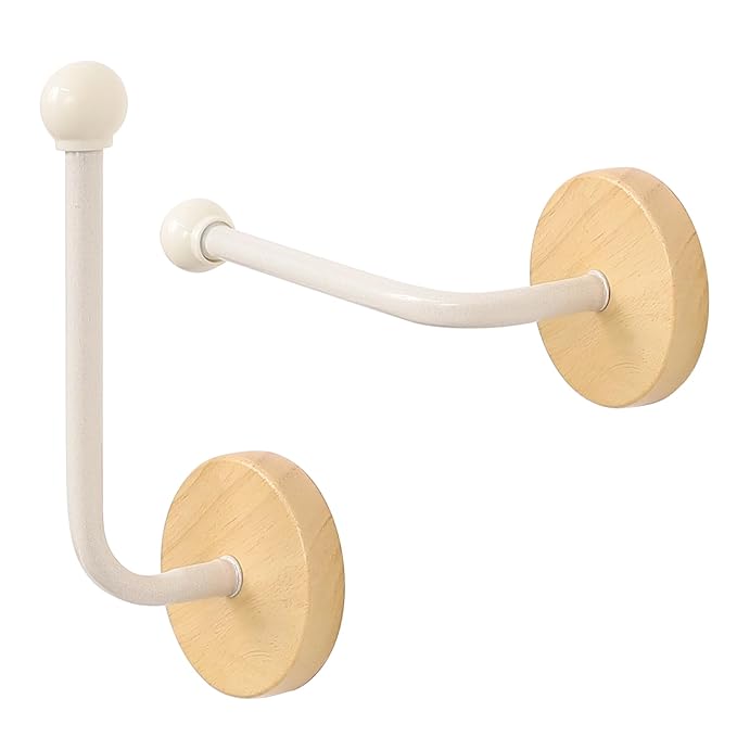 Headband Holder Stand, Adhesive Scrunchie Organizer Rack - Wall Mounted for Bathroom, Vanity, Dresser, Wood & Metal Design for Hair Accessories Storage (White)