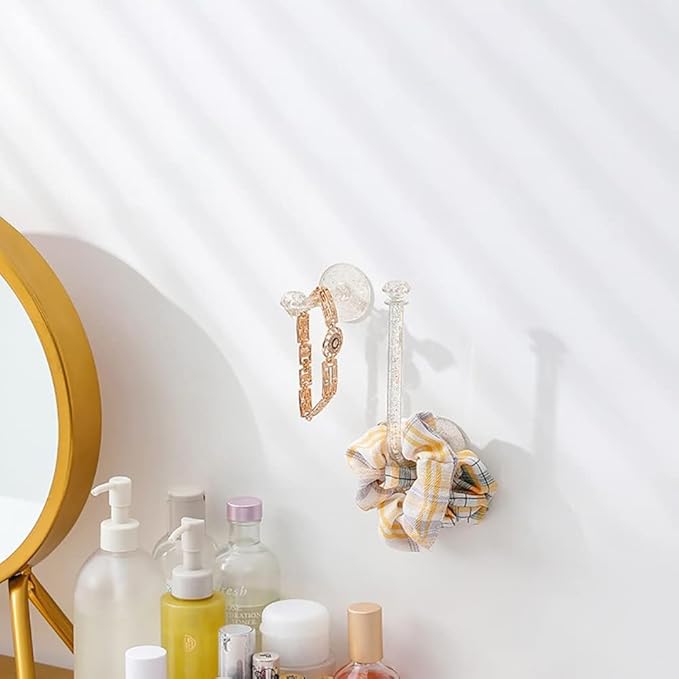 Transparent Gold Powder Adhesive Scrunchies Holder Organizer, 2 Pcs, Hair Accessories Organizer, Wall Hooks, Headband Hairband Hair Ties Holder for Women Girls