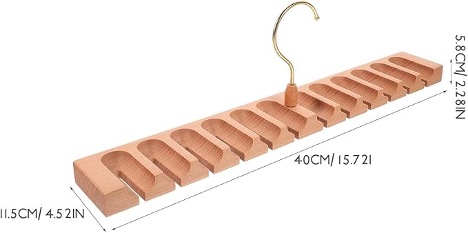 SMASOLO Rotatable Wooden Belt Hanger with 12 Compartments, Large Capacity Belt and Tie Organizer Rack for Closet Storage and Scarf Display, Space-Saving Accessory Organizer for Home