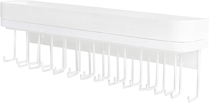 J JACKCUBE DESIGN Necklace Holder Wall Mounted Jewelry Organizer for Bracelet, Earrings and Rings with 25 Hooks - Aesthetic Room Decor Bedroom Shelf Rack (White) - MK124C