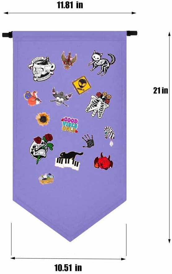 YeeMan Wall Hanging Canvas Display Stand Enamel Pin Display Banner Holder Earrings Necklace Glitter Pin Collection Organizer (Light Purple)