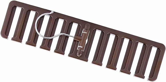 10 Slot Tie Belt Scarf Rack Organizer Sturdy Plastic Closet Wardrobe Space Saver Multifunctional Rotating Hanger for Ties Belts Scarves Accessories Black Brown Beige 30.5 x 7.3 x (Brown)
