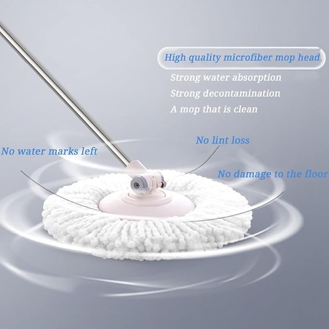 YWSHF 5 PCS Spin Mop Heads Replacement Refill for Old Hurricane Mr.Clean 360 Spin Magic Rotating Round Mop Microfibre Universal Spin Mop Heads Clean Mop Head Refill for Standard Mops (White-5PCS)